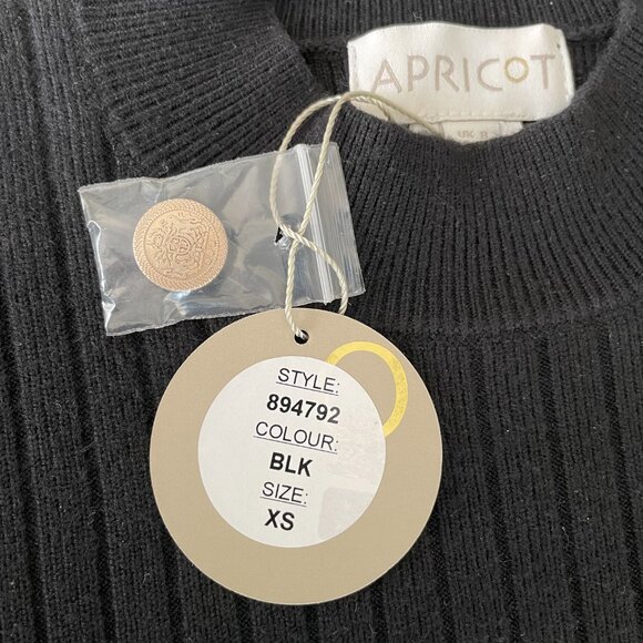 Apricot LS Mock Neck Knit Ribbed Midi Sweater Dress w Side Slit Black Sz XS NWT - Picture 11 of 16